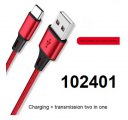 Kabel USB A - C data rychl nabjen 100cm 1m erven bl