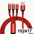 Kabel USB A - C + micro + APPle, 100cm nabjec oplet ohebn