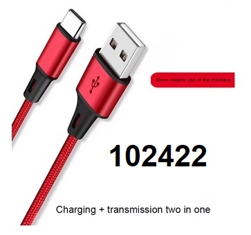 Kabel USB A - C data rychl nabjen 200cm 2m erven oplet - Kliknutm na obrzek zavete