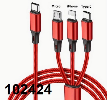 Kabel USB - 3x kabel C + micro + Apple 1,2m - Kliknutm na obrzek zavete